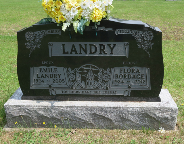 Pierre tombale de Emile Landry et Flora Bordage